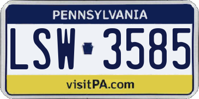 PA license plate LSW3585
