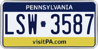 PA license plate LSW3587