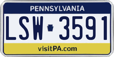 PA license plate LSW3591