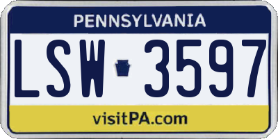 PA license plate LSW3597