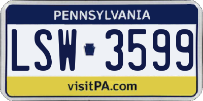 PA license plate LSW3599