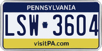 PA license plate LSW3604