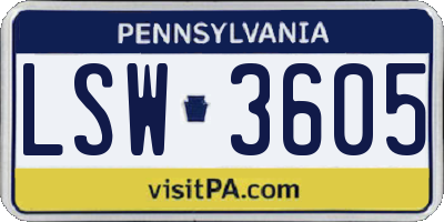 PA license plate LSW3605