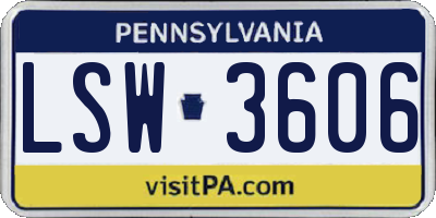PA license plate LSW3606