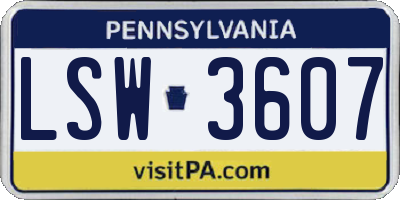 PA license plate LSW3607