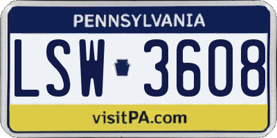PA license plate LSW3608