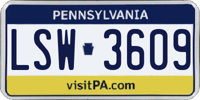 PA license plate LSW3609