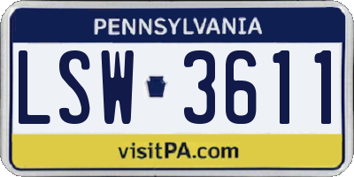 PA license plate LSW3611