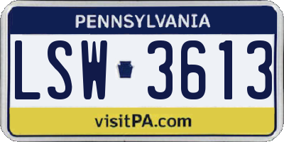 PA license plate LSW3613