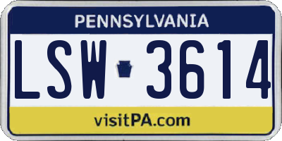 PA license plate LSW3614