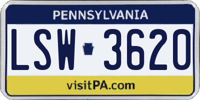 PA license plate LSW3620