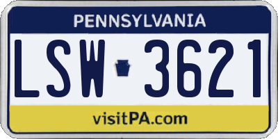 PA license plate LSW3621