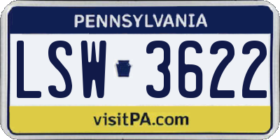PA license plate LSW3622