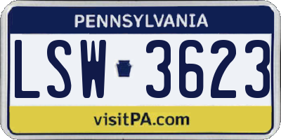 PA license plate LSW3623