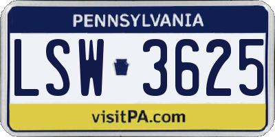 PA license plate LSW3625