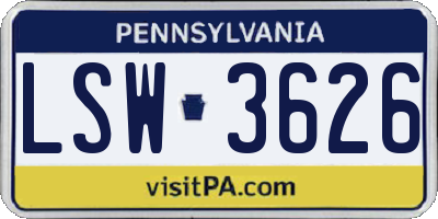 PA license plate LSW3626