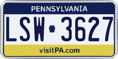 PA license plate LSW3627