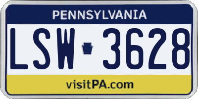 PA license plate LSW3628