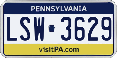 PA license plate LSW3629