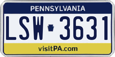 PA license plate LSW3631