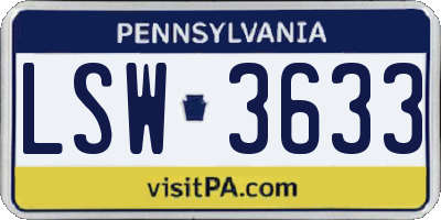 PA license plate LSW3633