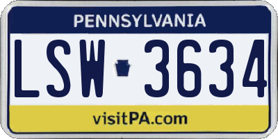 PA license plate LSW3634