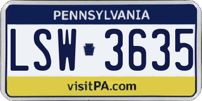 PA license plate LSW3635