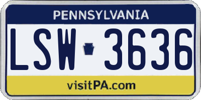 PA license plate LSW3636