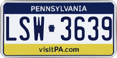 PA license plate LSW3639