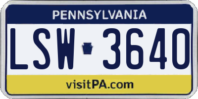 PA license plate LSW3640