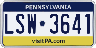 PA license plate LSW3641