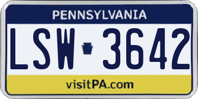 PA license plate LSW3642