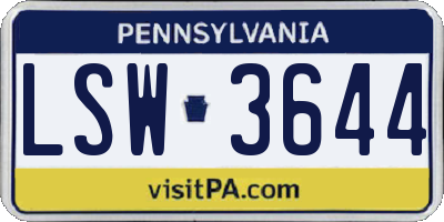 PA license plate LSW3644