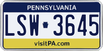 PA license plate LSW3645