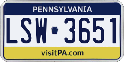 PA license plate LSW3651