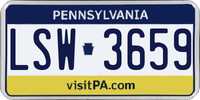 PA license plate LSW3659