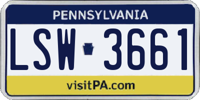 PA license plate LSW3661