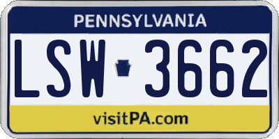 PA license plate LSW3662