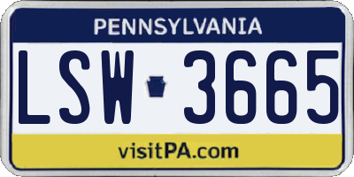 PA license plate LSW3665