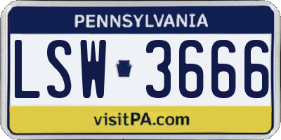 PA license plate LSW3666