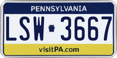 PA license plate LSW3667