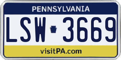 PA license plate LSW3669