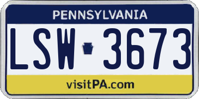 PA license plate LSW3673