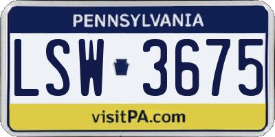 PA license plate LSW3675