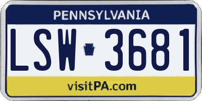 PA license plate LSW3681