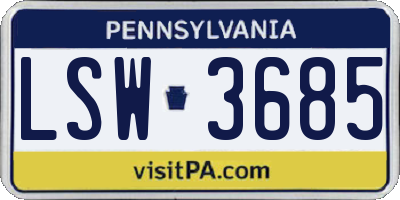 PA license plate LSW3685