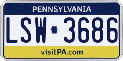 PA license plate LSW3686