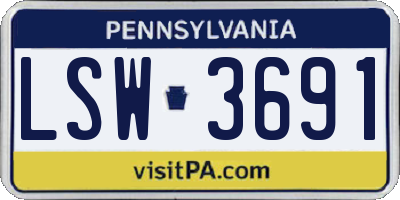 PA license plate LSW3691