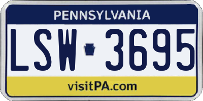 PA license plate LSW3695
