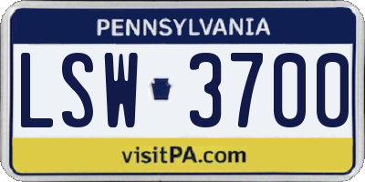 PA license plate LSW3700